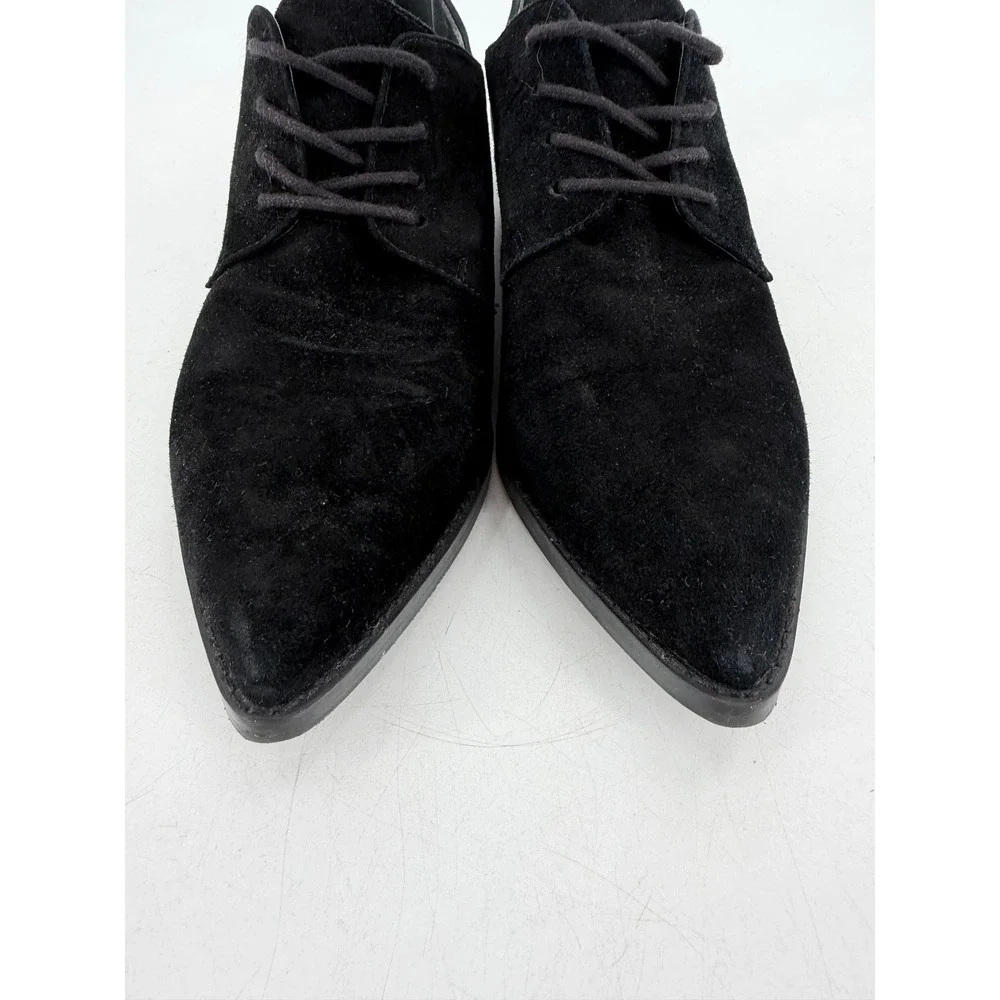 Marc Jacobs Finna Oxford Women Black Suede Leather Pointed Toe Dark Academia 7.5